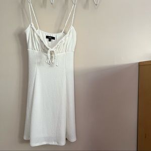 Lulus Casual Confidence Ivory Terry Knit Drawstring Mini Dress